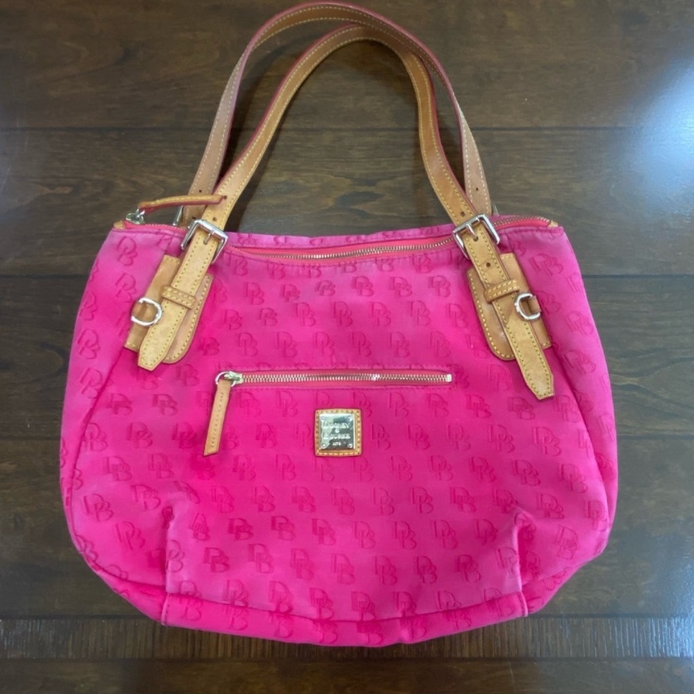 Dooney & Bourke hot Pink Shoulder Bag with Tan Straps